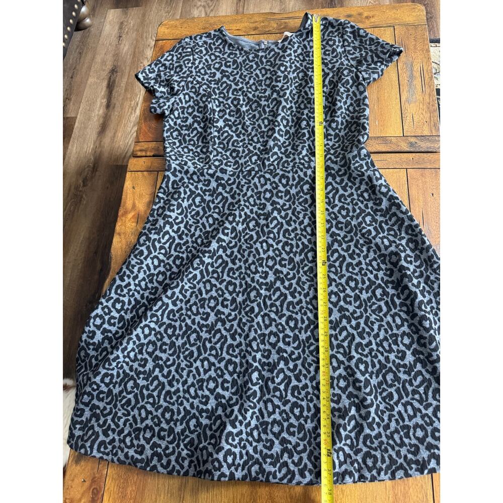 LOFT Gray Black Leopard Print Dress Women’s Size 10 Animal Print Dress - Picture 9 of 11